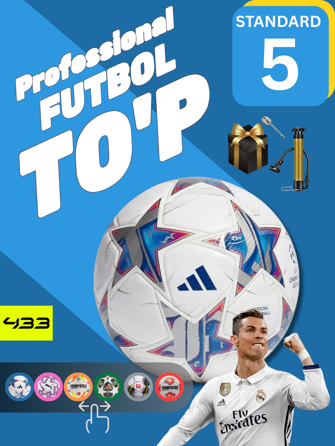 Футбольный мяч с насосом и аксессуарами / Nasos va aksessuarlar bilan futbol to‘pi