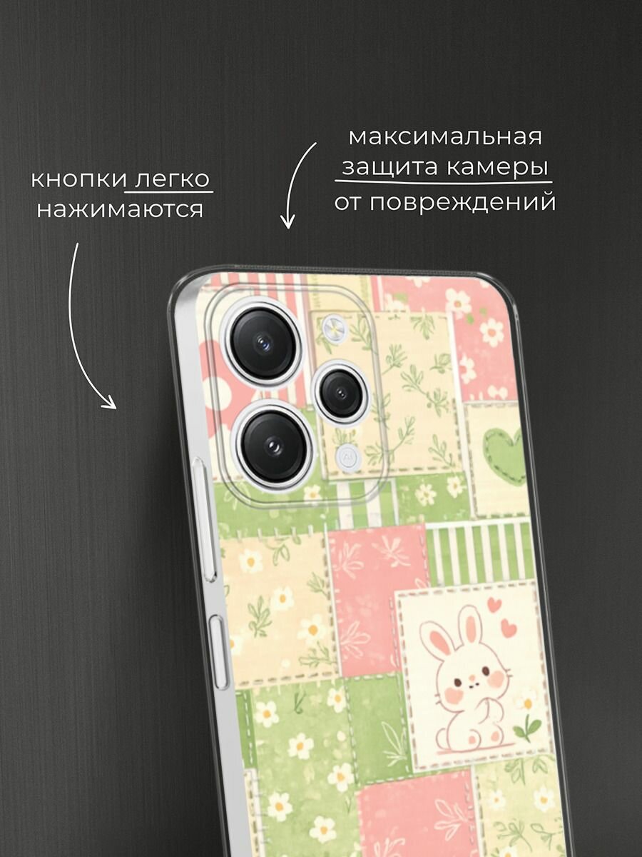 Силиконовый чехол на Xiaomi Redmi 12 / Сяоми Редми 12 с принтом Цветочный лоскуток — фото 1