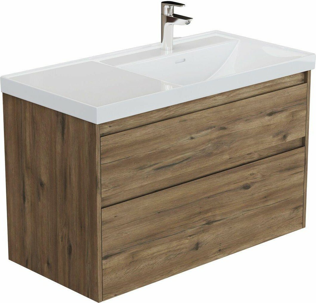 Тумба с раковиной Aquanet Nova Lite 2.0 90 R 2 ящ. цв. дуб рустикальный