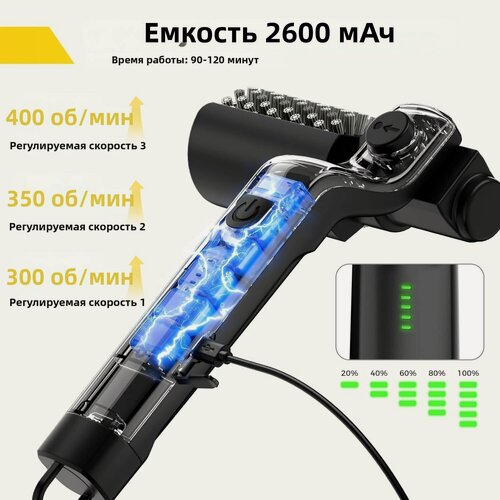 Изображение товара Беспроводная электрическая щетка для чистки гриля, 2600 мАч, 3 скорости, вращающаяся, регулируемая головка