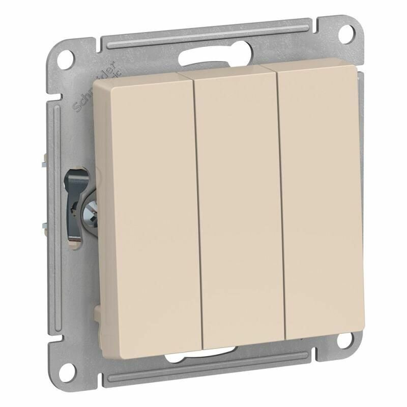Выключатель 3-кл. СП AtlasDesign 10А IP20 (сх. 1+1+1) 10AX механизм бежевый SE ATN000231