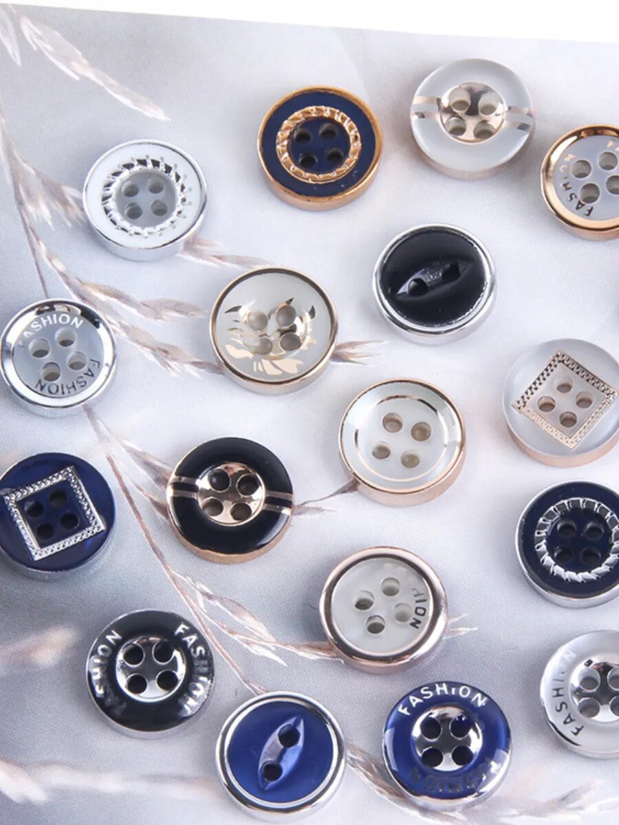 Набор пуговиц Marido для рубашки, черные, с позолотой, пластик, 10 штук — фото 1