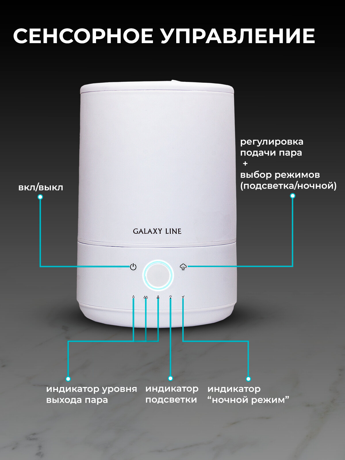Картинки Увлажнитель воздуха для дома ультразвуковой GALAXY LINE GL8011