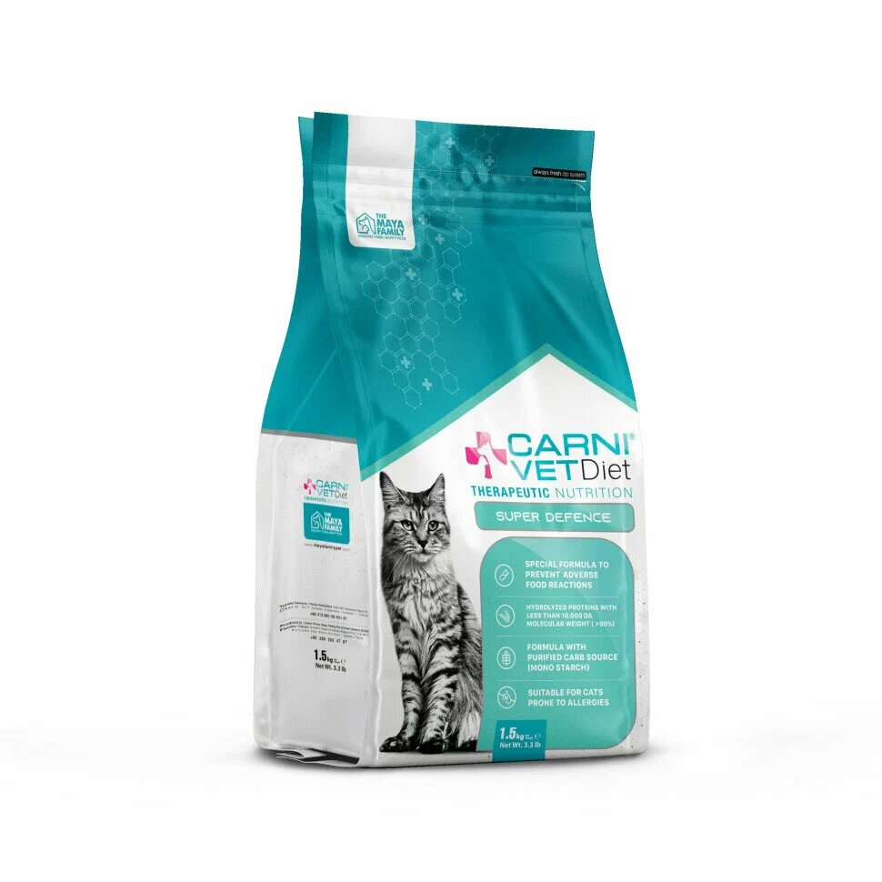 CARNI VD Cat Super Defense корм для кошек при пищевой непереносимости и аллергии 1,5кг — фото 1