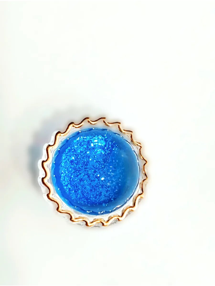 Набор голубых с золотым ободом пуговиц на ножке, 10 шт.