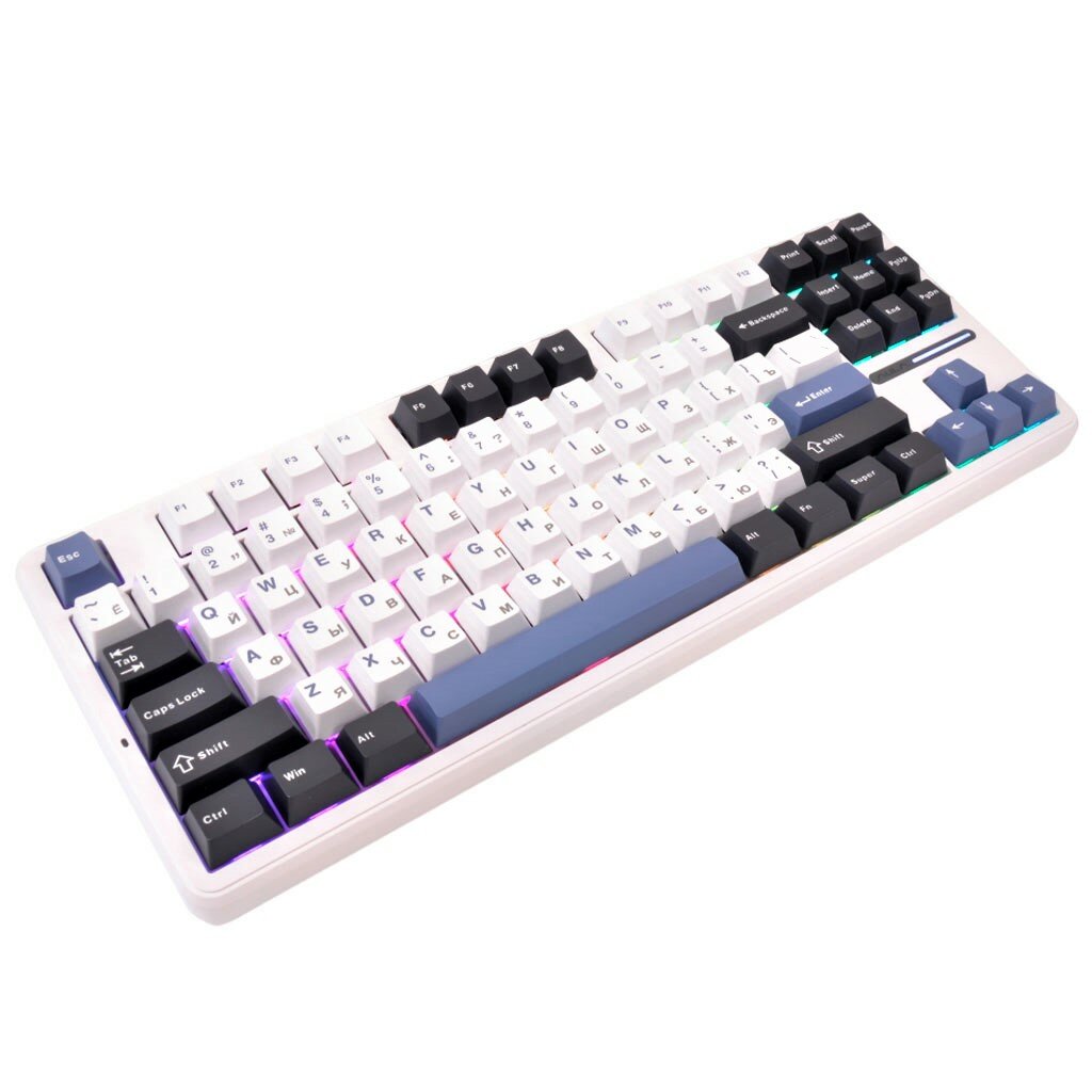 Беспроводная клавиатура AULA F87 PRO White-Blue Leobog GrayWood V4 (9425) Русская раскладка белый, синий — фото 1