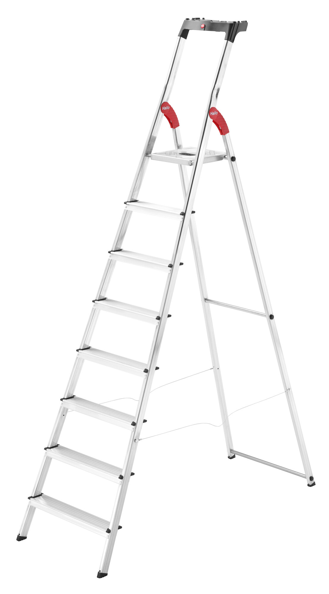 Стремянка алюминиевая L60 StandartLine 8 ступеней с лотком для инструментов Hailo