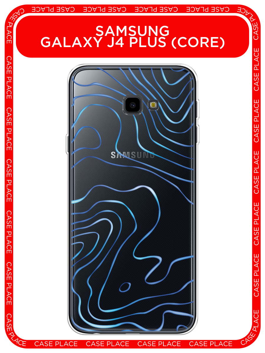Чехол на Samsung Galaxy J4 Plus 2018 / Самсунг J4 Plus 2018 с принтом Blue lines, прозрачный