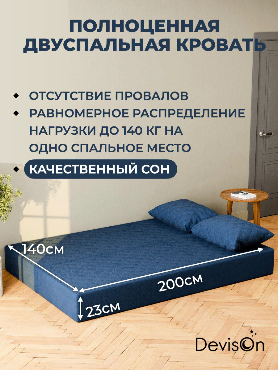 Диван-кровать бескаркасный Devison Ultra Comfort Синий 70/140х200 см — фото 1