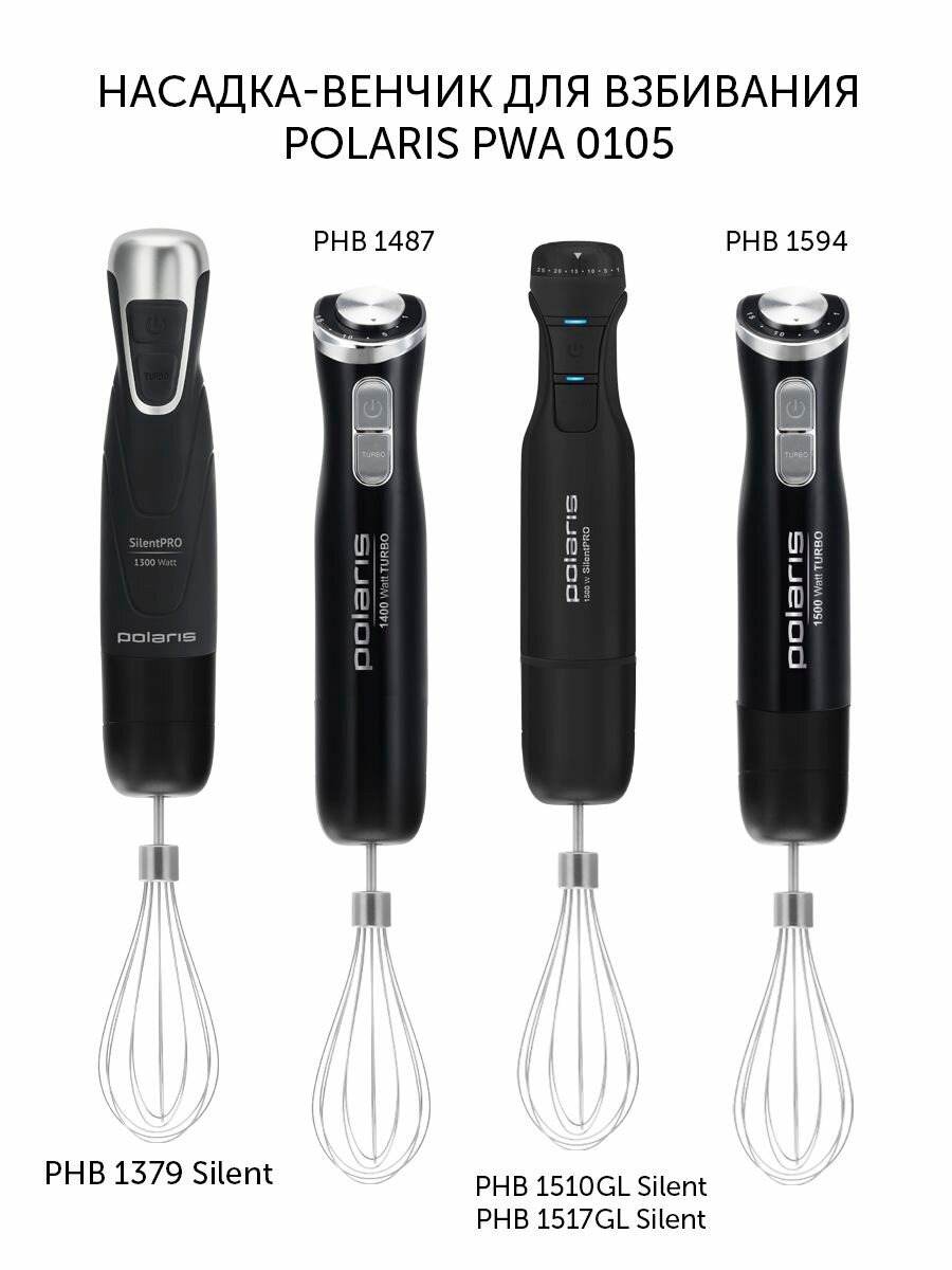 Насадка-венчик Polaris PWA 0105 для взбивания / Серый — фото 1