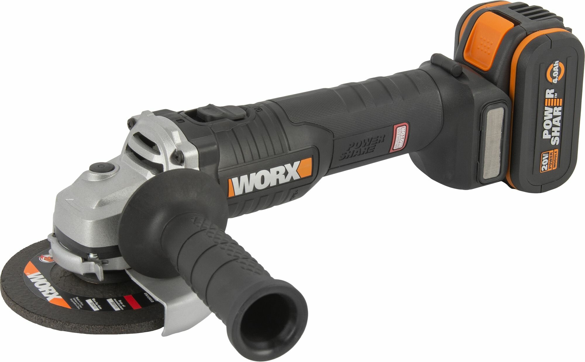 УШМ аккумуляторная бесщеточная Worx WX812.2 20 В Li-ion 4 Ач 125 мм