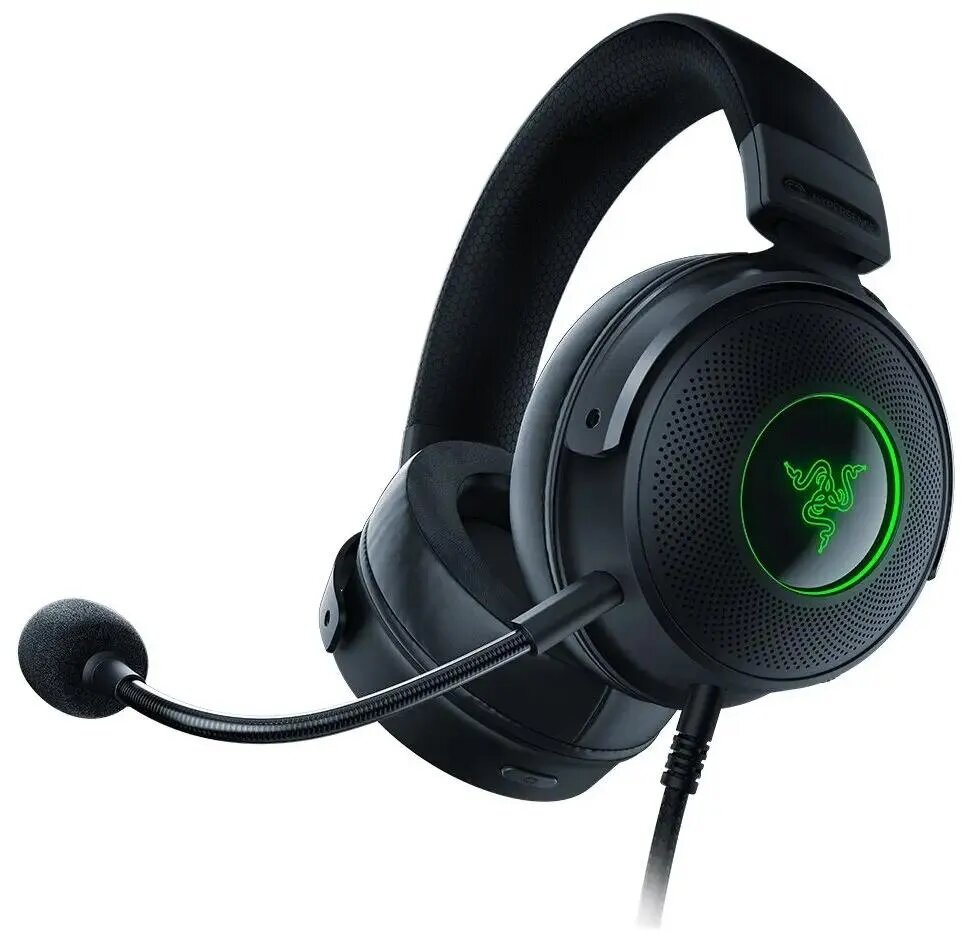 Наушники с микрофоном Razer Kraken V3 HyperSense черный, оголовье, проводные (RZ04-03770100-R3M1)