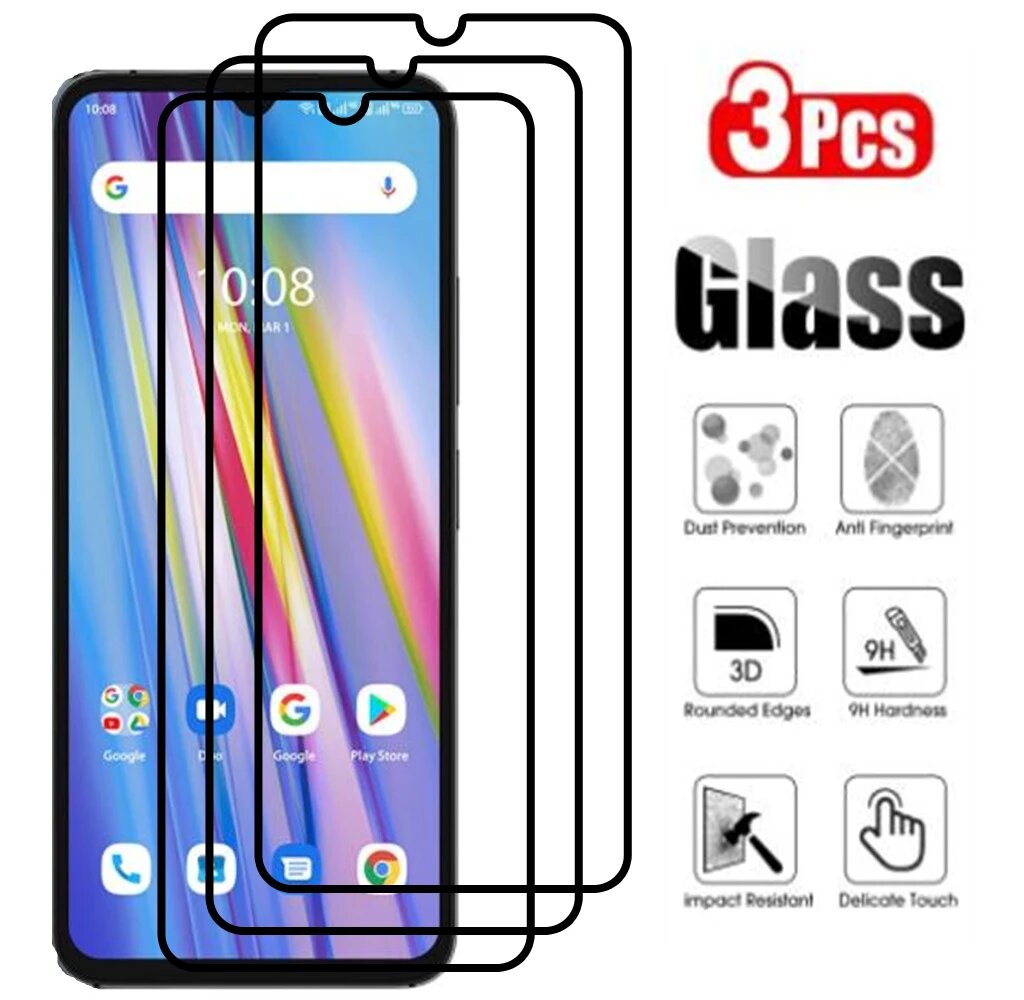 Закаленное стекло для UMIDIGI A11S, защитное стекло с полным 3PCS Black FullGlass, for UMIDIGI A11S