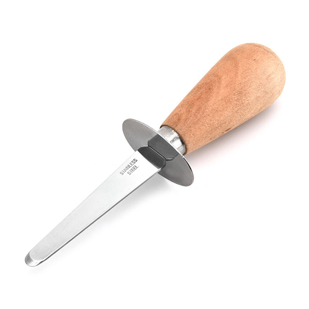 Wood Handle Oyster Knives Opener Stainless Steel Scallop for Shell Shucking Cutter For Seafood Opener Tools