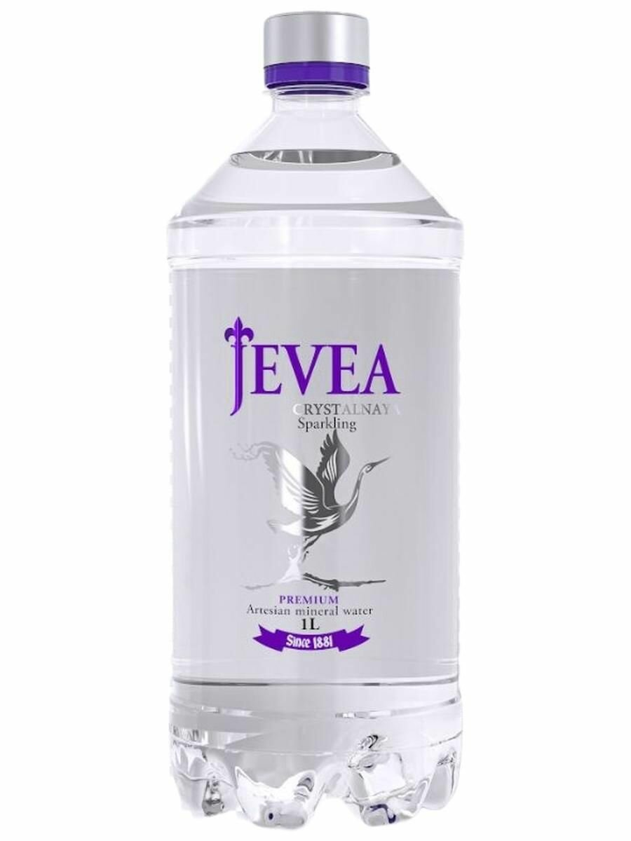 Вода минеральная питьевая JEVEA (Живея Кристальная), газированная, 6 шт по 1л, ПЭТ