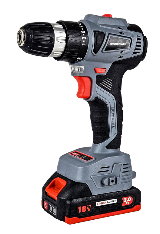 Аккумуляторный шуруповерт бесщеточный ProfiPower MKBL-18BT (Li-ion-2шт, 18В-2.0Ач, З/У, 0,8-10мм, 40Нм, кейс) E0146 — фото 1