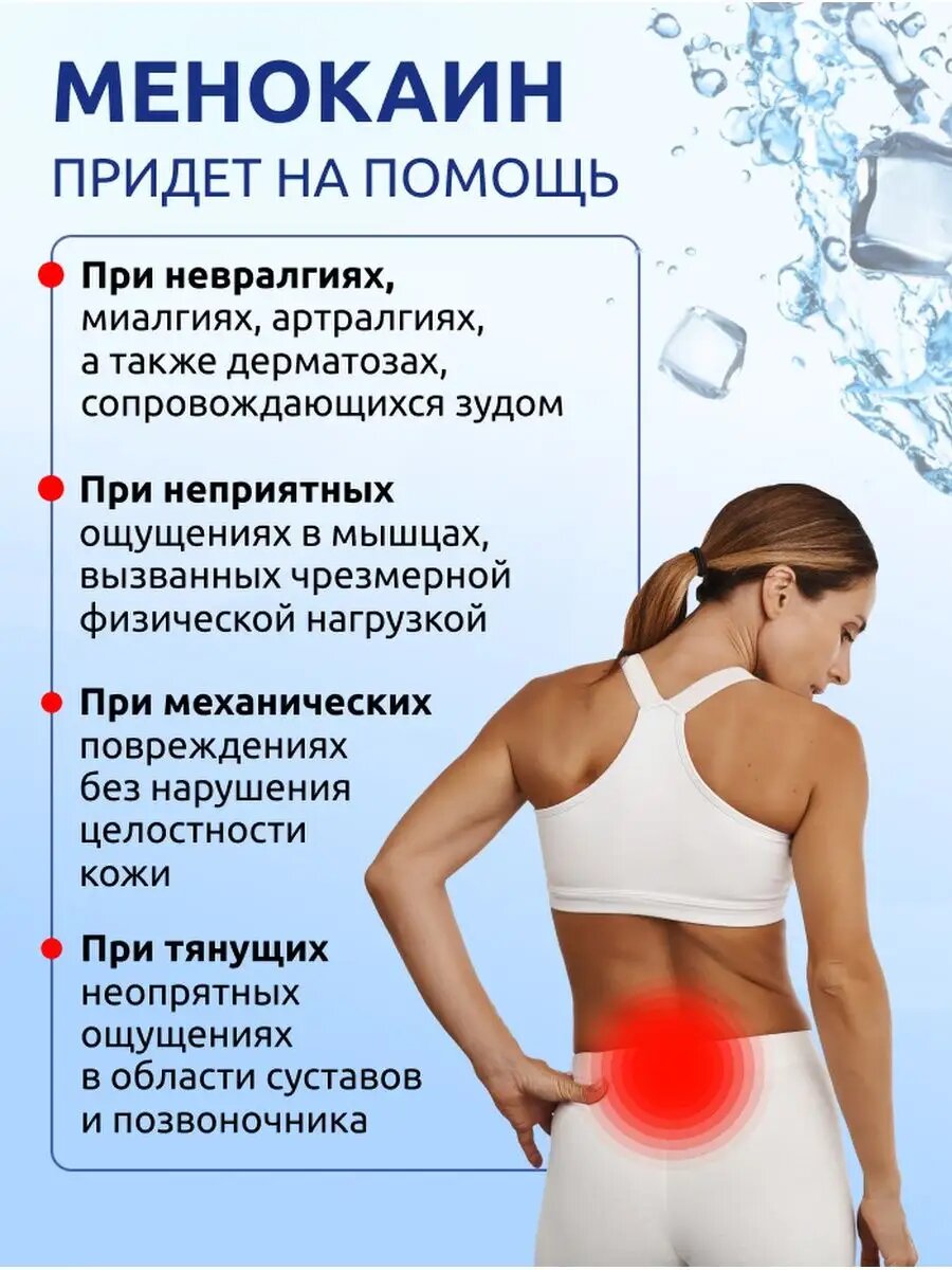 Гель обезболивающий для суставов и мышц анестетик, Менокаин 50г — фото 1