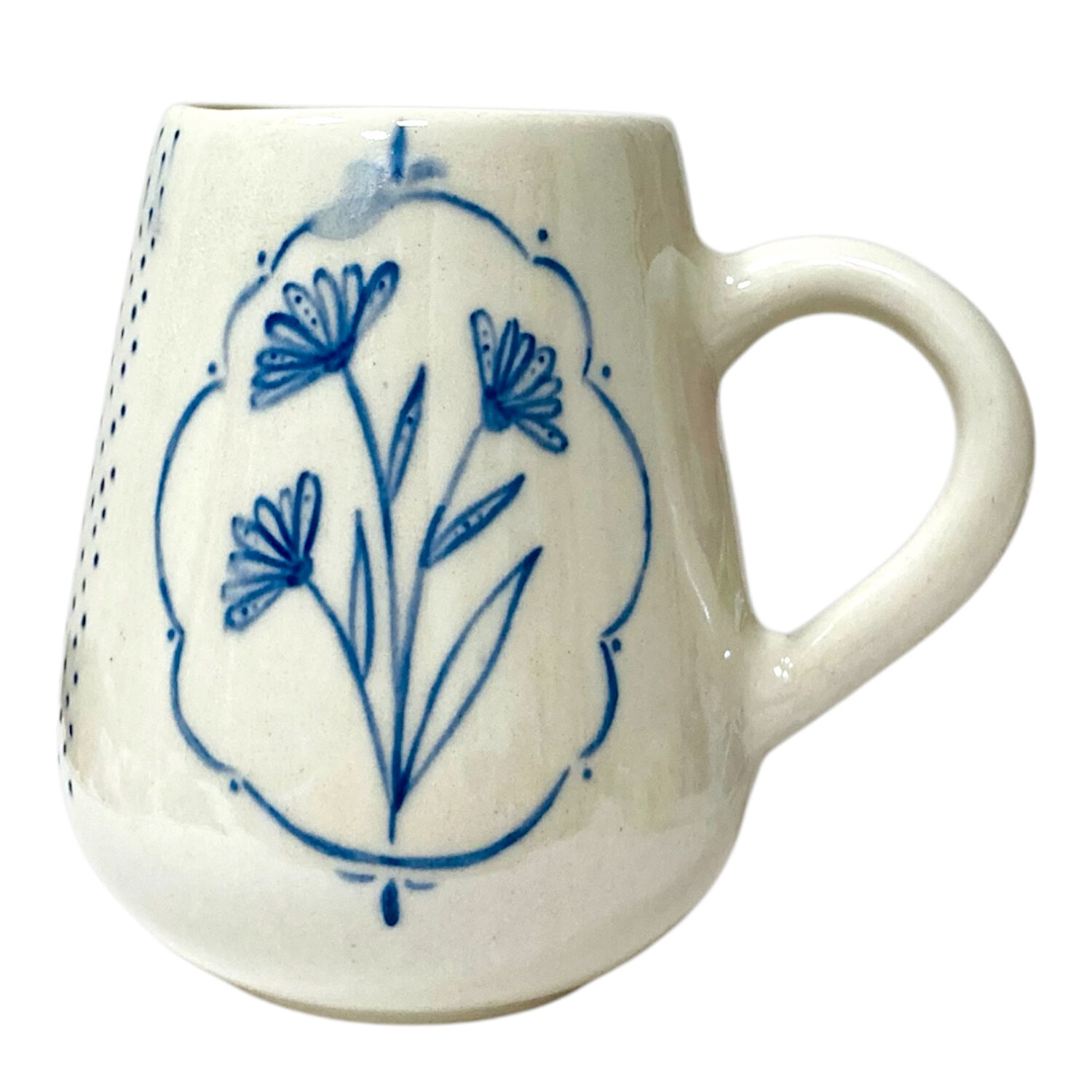 Кружка ручной работы «Синие цветочки», полуфарфор, 350 мл