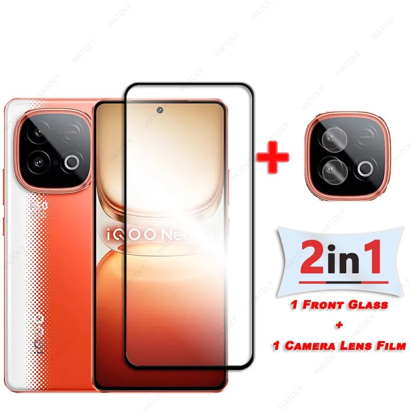 Для vivo iQOO Neo 10 Global Glass Защитная пленка с черным краем для iQOO Neo 10 5G Защитная пленка для глобального экрана Стекло Защитная пленка для камеры, iQOO Neo 10 Global, 1 Glass 1 Lens