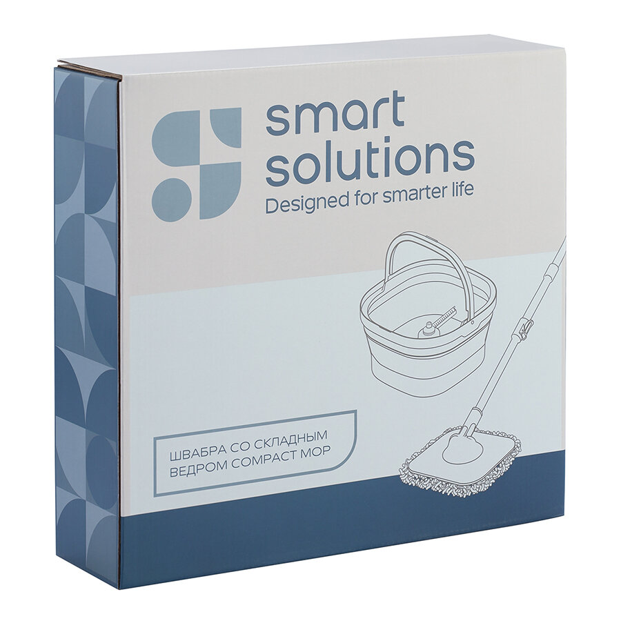 Швабра с отжимом и складным ведром Cleanup 13 л компактная для мытья полов Smart Solutions SS0000321 — фото 1