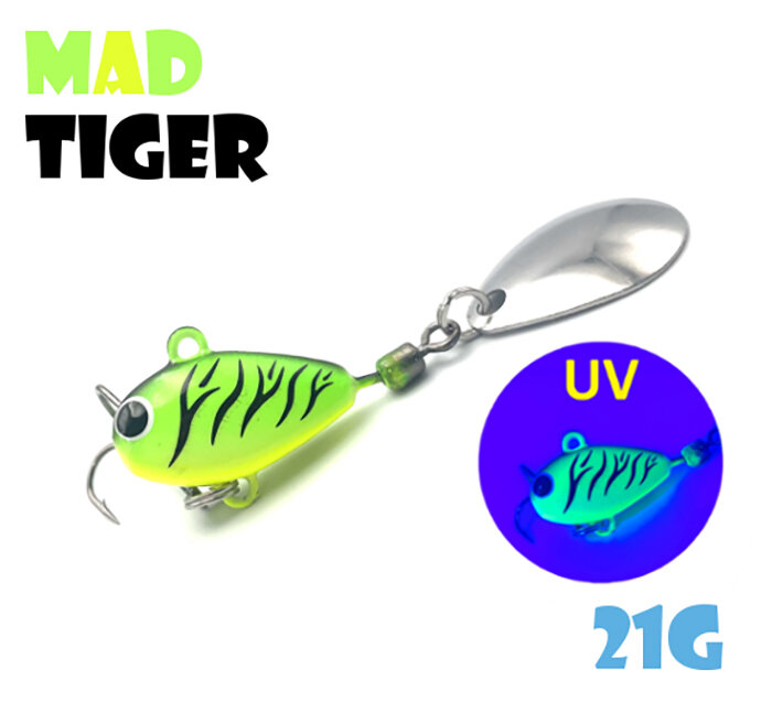 Блесна Тейл-Спиннер для рыбалки Uf-Studio Hurricane 21g #Mad Tiger