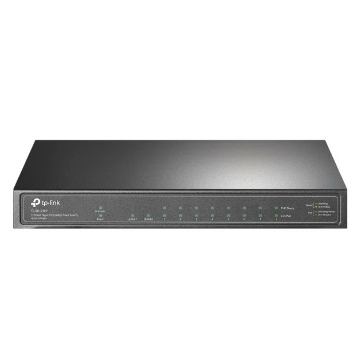 Коммутатор TP-Link TL-SG1210P, неуправляемый, черный, настольный, 9 портов