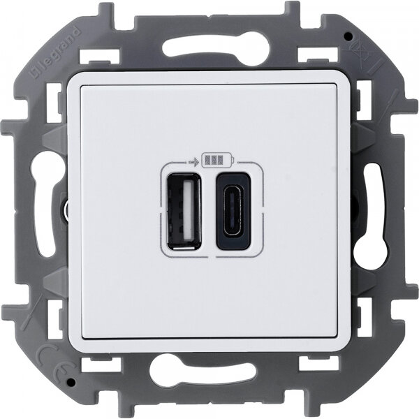 1 шт. Legrand INSPIRIA Белый Зарядное устройство с двумя USB-разъемами A-C 240В/5В 3000мА 673760