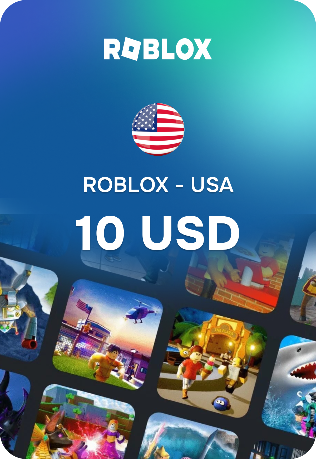Карта пополнения Roblox - США 10 USD (Roblox; Android, iOS, PC, macOS, PS, Xbox; Регион активации РФ, СНГ)