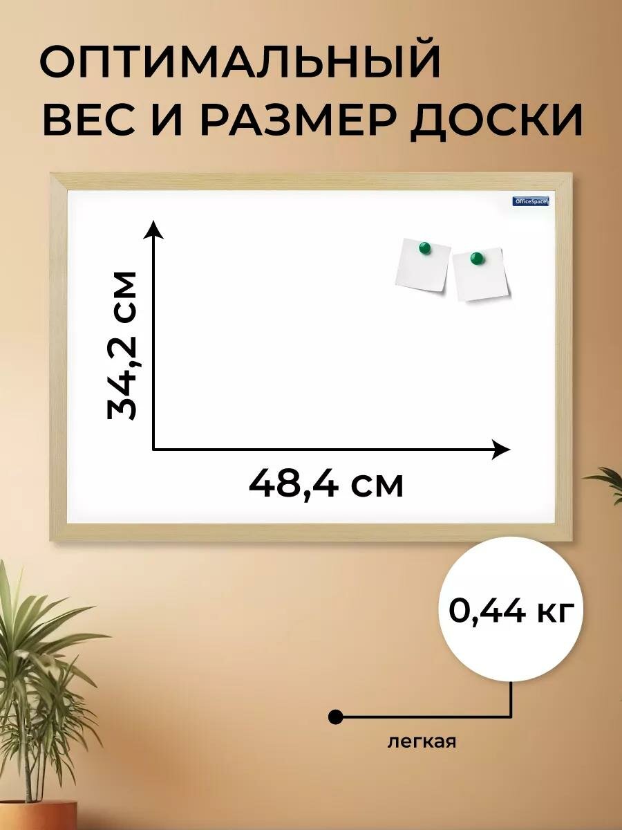 Магнитная маркерная доска на стену для заметок и рисования А3 (342х484 мм) школьная OfficeSpace — фото 1
