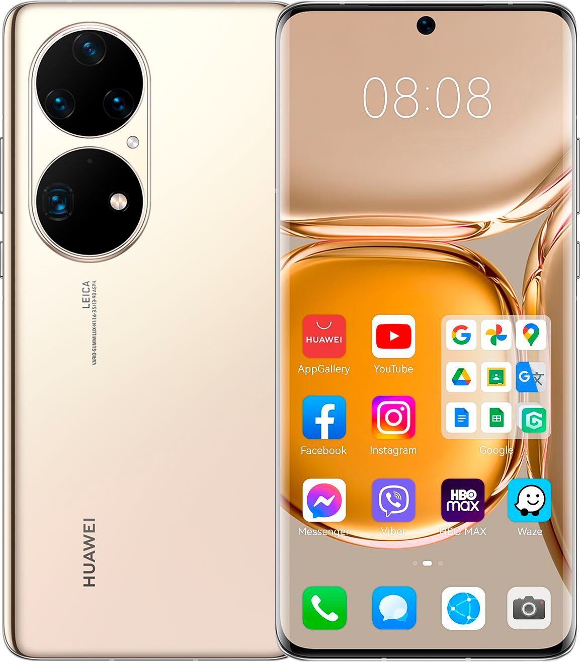 Смартфон Huawei P50 Pro 8GB/256GB, NFC, HarmonyOS, 6.6" OLED 120Hz, Золотистый