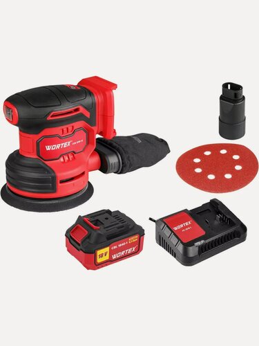 Изображение товара Шлифмашина эксцентриковая (орбитальная) аккумуляторная WORTEX COS 1218-1 E ALL1 с АКБ и З/У (1333436)