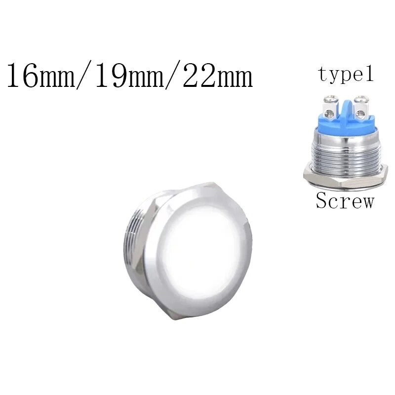 12 мм 16 мм 19 мм 22 мм металлический светодиодный индикатор 3-6 В/12-24 В/220 В водонепроницаемый знак контрольная лампа White No welding 16mm LED 12-24V