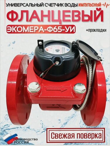 Изображение товара Счетчик воды ЭКОМЕРА-65И Универсальный Фланцевый Импульсный