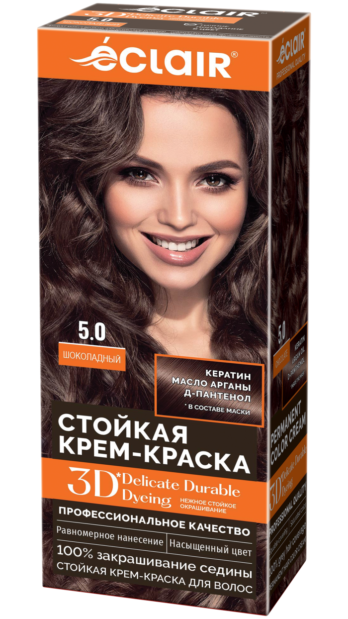 Крем-краска ECLAIR 5.0 3D "Шоколадный ", с пантенолом, 100 мл