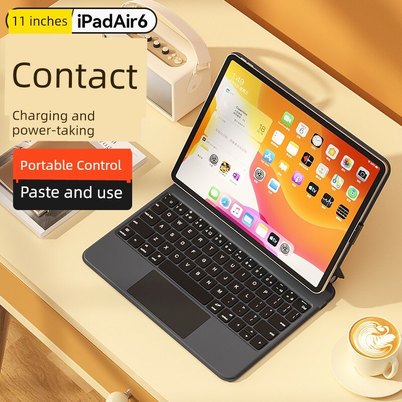 Магнитная клавиатура для iPad Air 6 11 дюймов с подсветкой клавиш и магнитным подключением, не требует зарядки