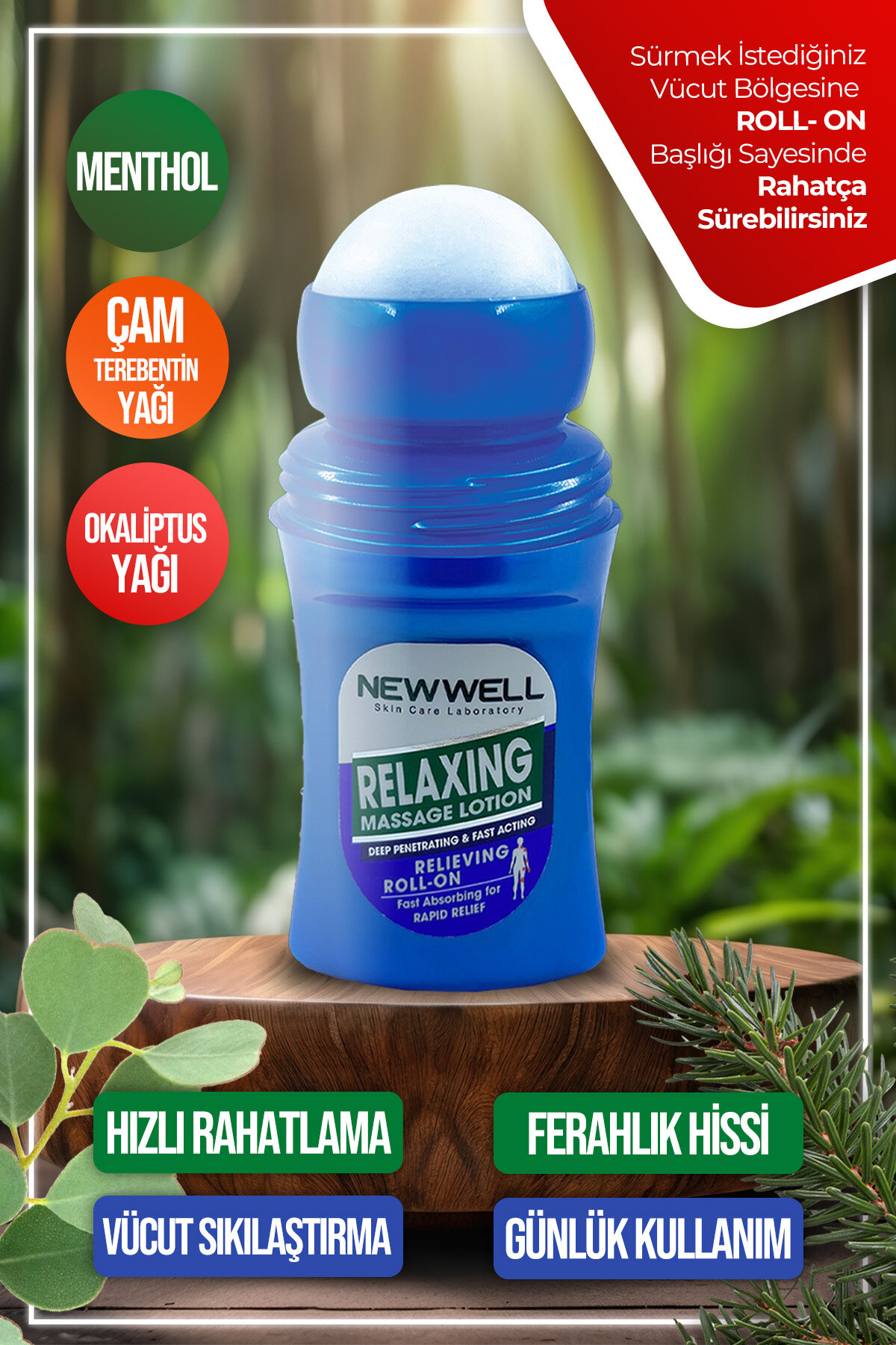 Лосьон "New Well" с ментолом и роллером, для расслабления мышц, 50мл — фото 1