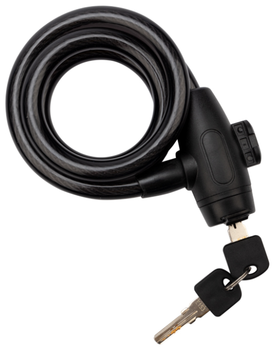 Тросовый замок взломостойкий для велосипедов и колясок с ключом 100 см черный (79-0306)