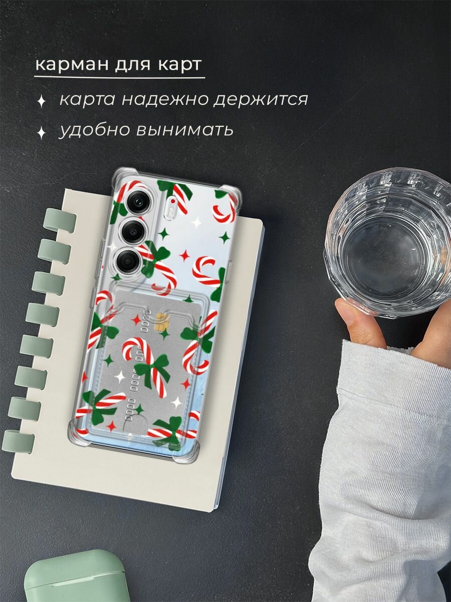 Чехол на Tecno Camon 40 Pro (Текно Камон 40 Про) с картой и принтом "Леденец с бантиком 2" — фото 1