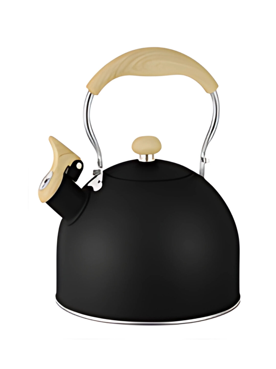 Металлический чайник HausRoland со свистком и деревянной ручкой, черный и белый - Черный