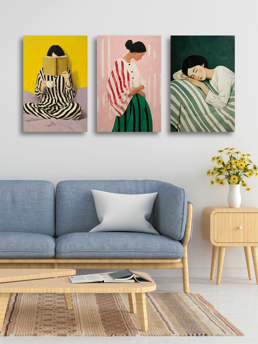 Комплект картин на холсте LOFTime 3 шт 40Х60 Три девушки КС-1859-4060