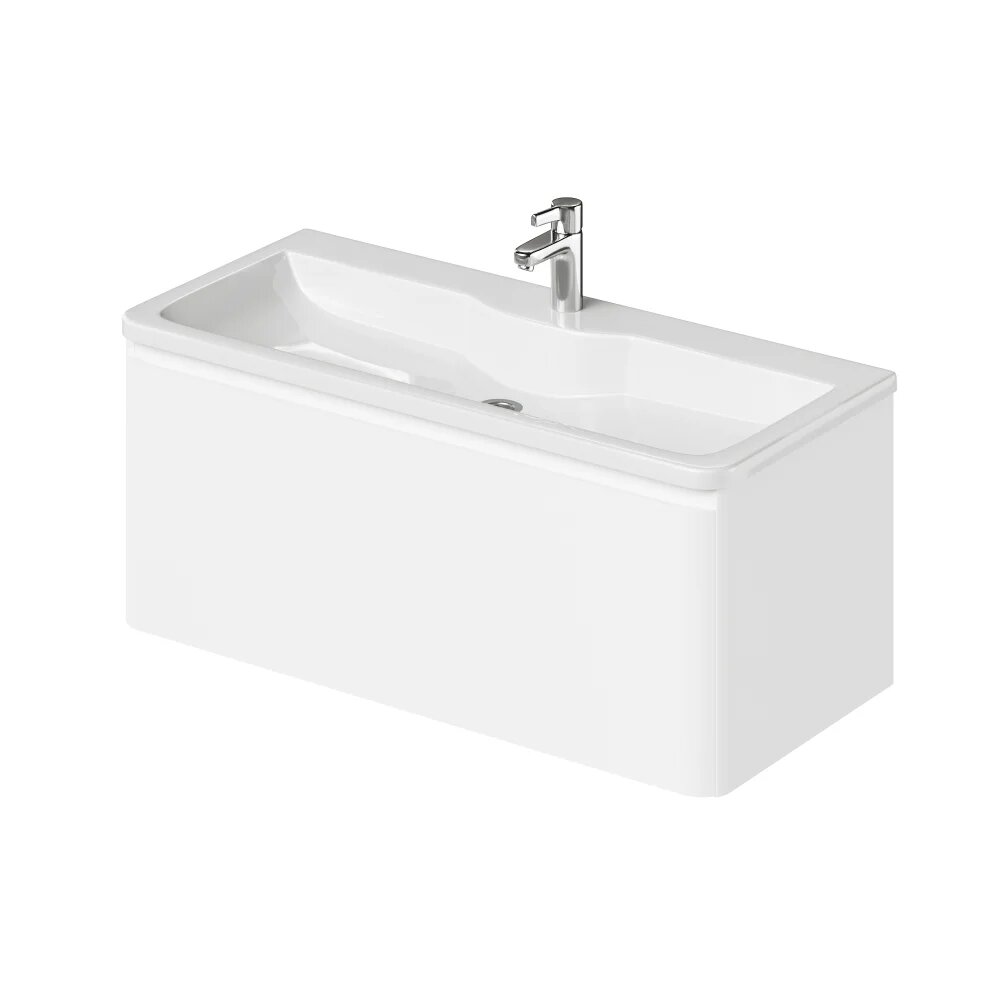 Тумба под раковину в ванную тумба для ванной Итана Roberto 100 992х453х400 подвесная Белый Глянец