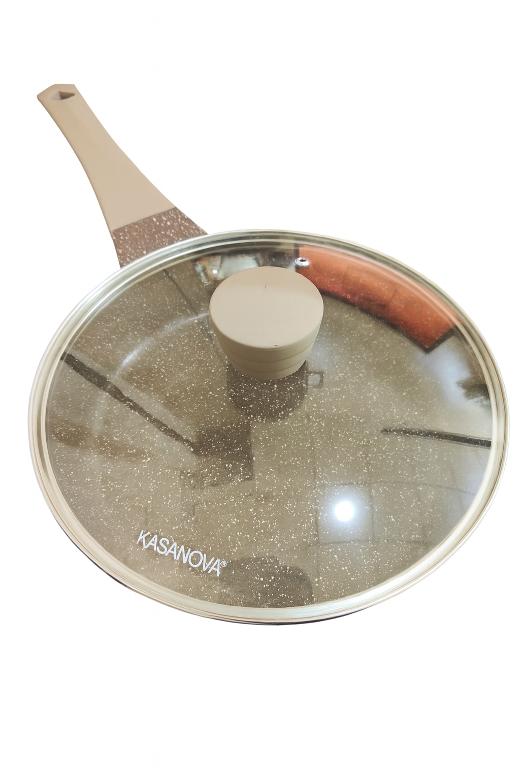 Сковорода, антипригарное покрытие, несъемная ручка, стеклянная крышка