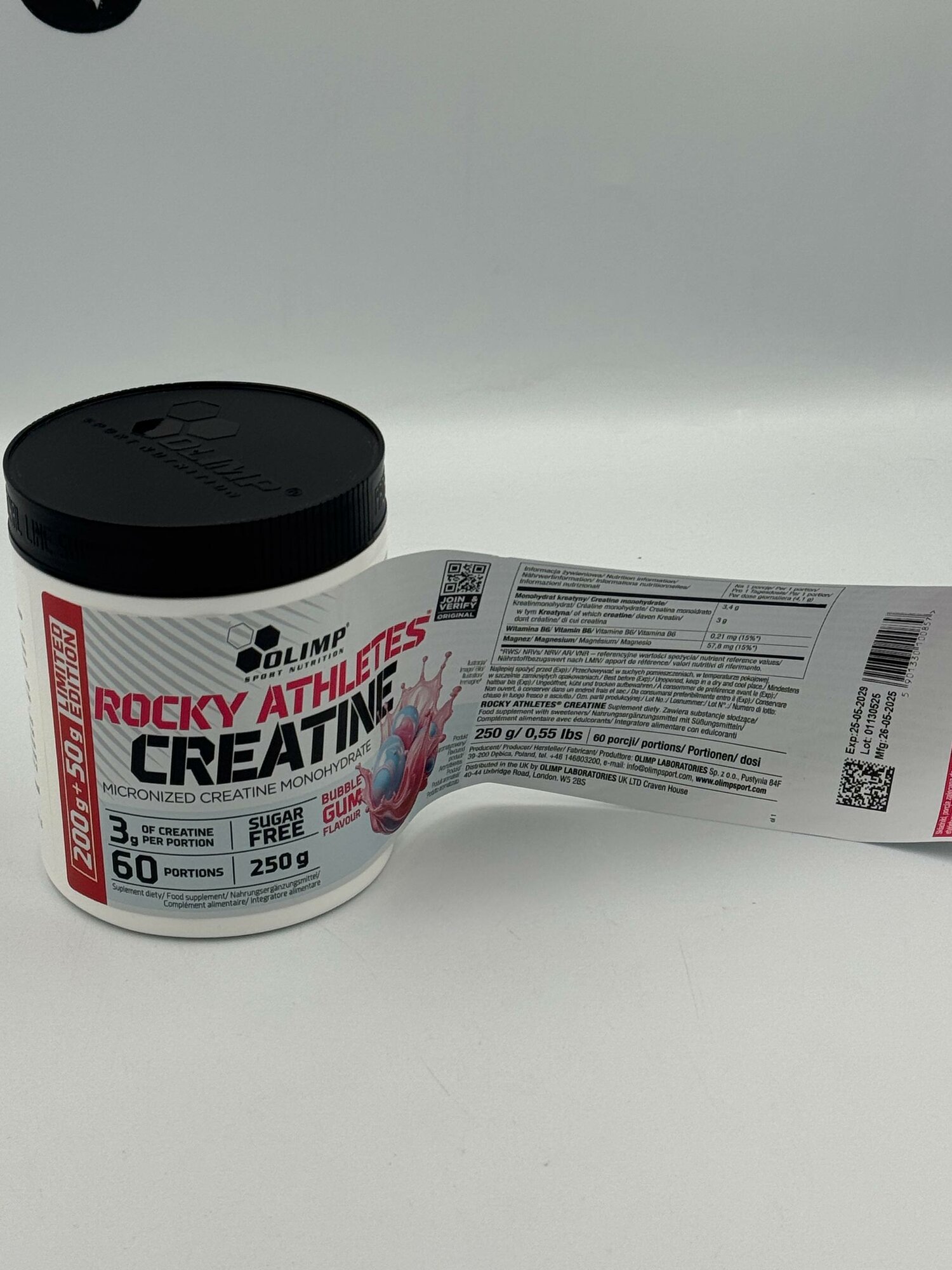 Olimp Creatine, 250 гр, вкус Баблгам креатин моногидрат для роста — фото 1