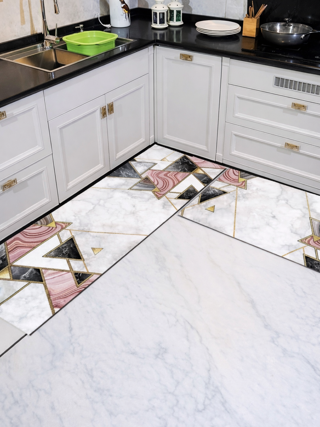 Впитывающий влагу комплект из 2 кухонных ковриков противоскользящие, быстро сохнут