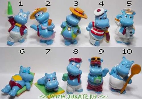 Игрушка "Бегемотик", винтаж, Киндер Сюрприз, коллекция Ferrero, 1990-е 2шт