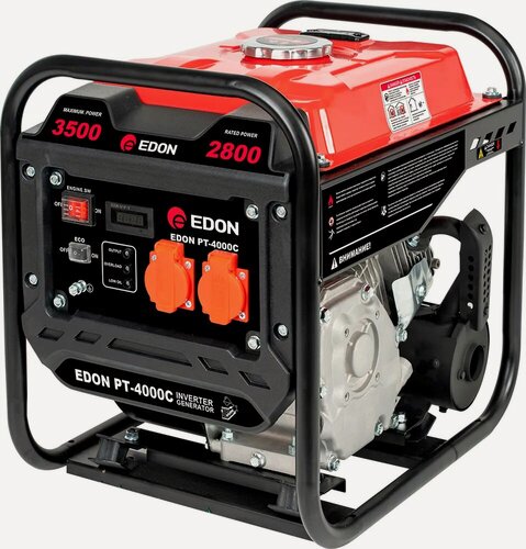 Изображение товара Генератор бензиновый инверторный EDON PT-4000 (Max мощность 3.5 кВт, бак 6 л, ручной стартер, 2 розетки, USB)