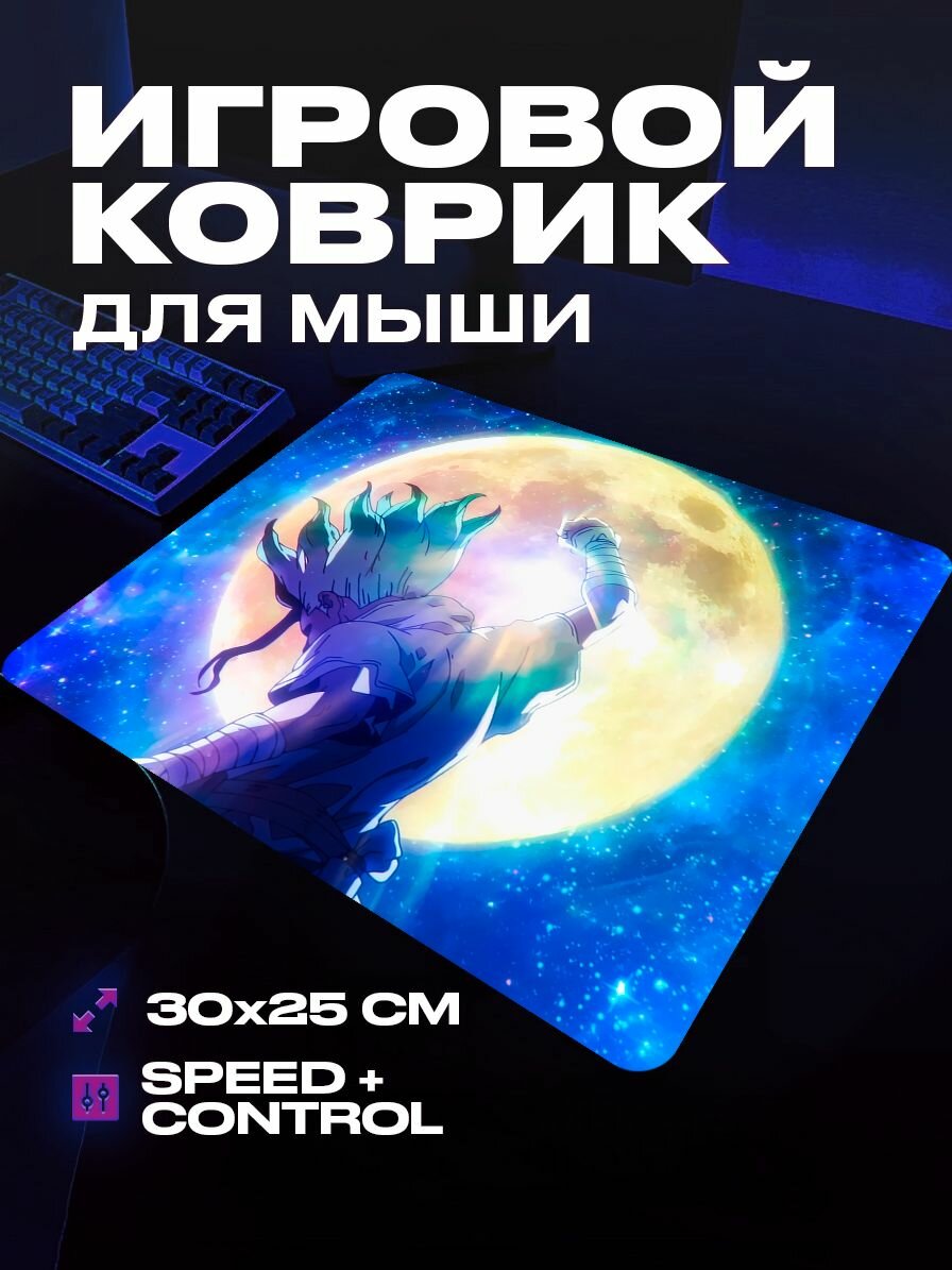 Коврик для мыши игровой Доктор Стоун 30 на 25 аниме
