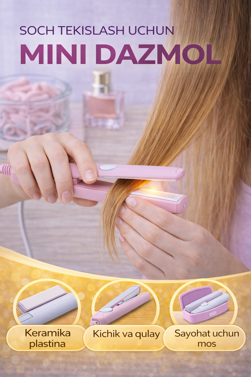 Мини-выпрямитель для волос Максимальная температура нагрева: 160 °C — фото 1