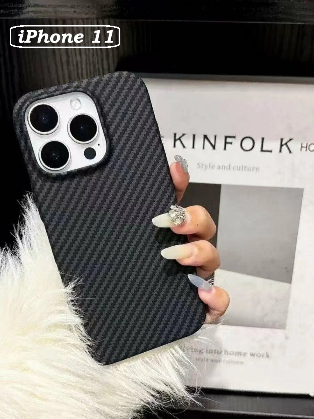 Чехол Savdo "Classic Free Air", карбоновый, для iPhone 11 , золотистый