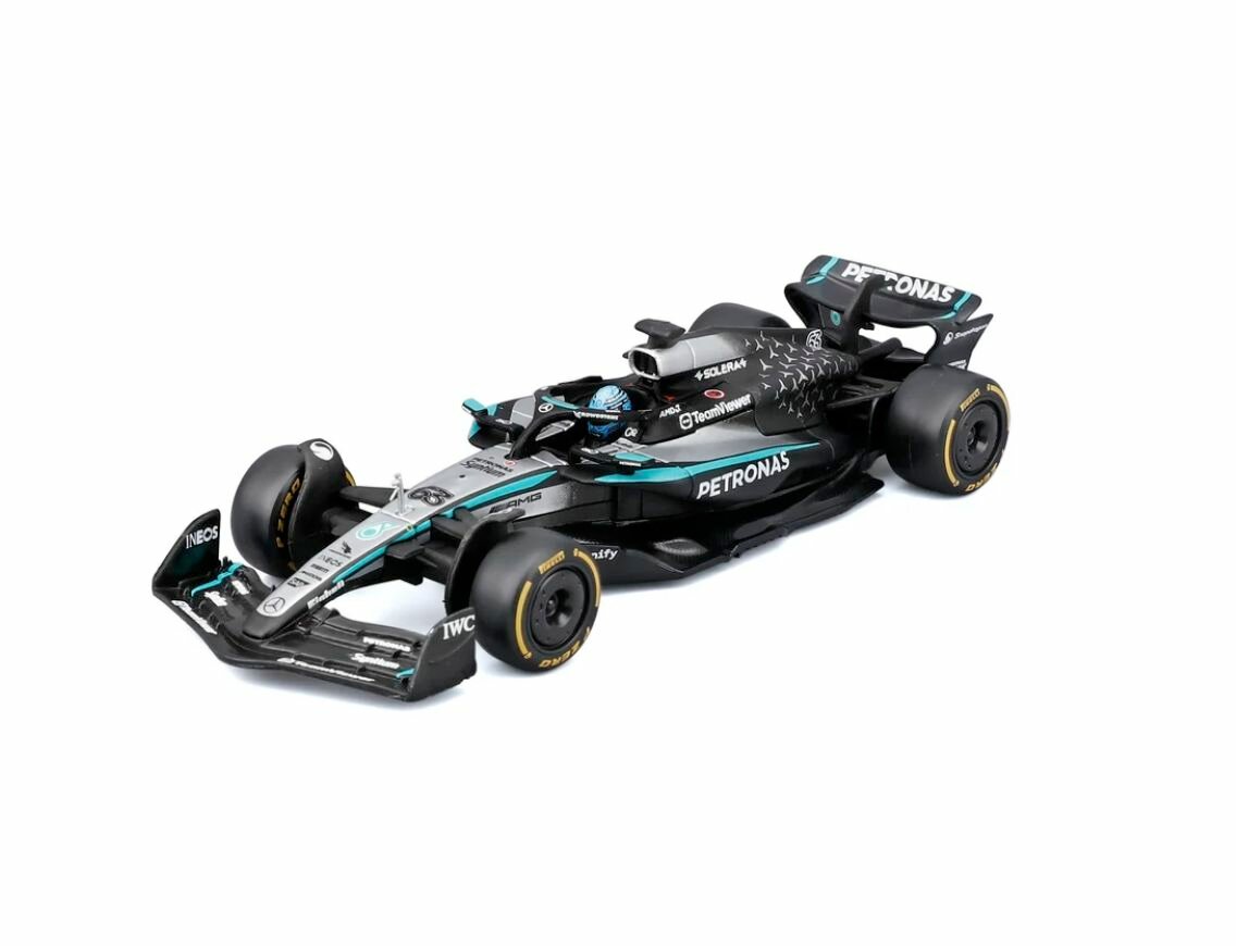 Коллекционная машинка Bburago 1:43 Mercedes-AMG F1 W16 E Performance With Helmet 2025 Australian GP #63